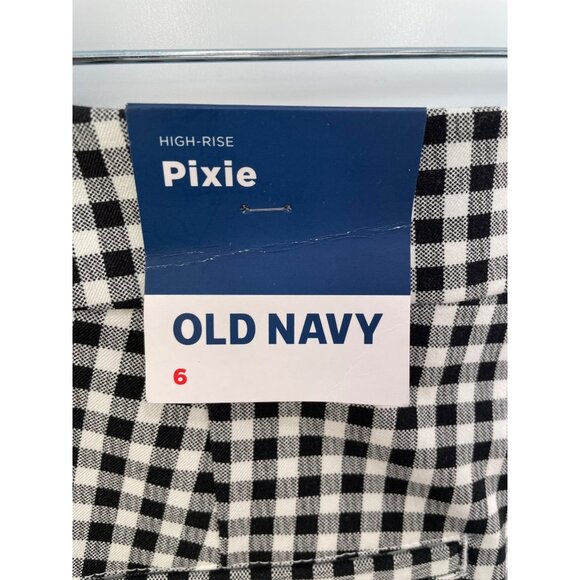 Old Navy Pixie High Rise Gingham Shorts Womens 6 Secret Smooth Pockets Black NEW - Picture 9 of 12